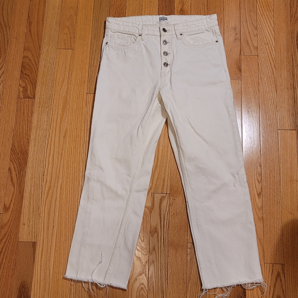 🍒3/$40🍒 Zara Trafaluc Denim TRF Jeans Cream Off White Sz 6